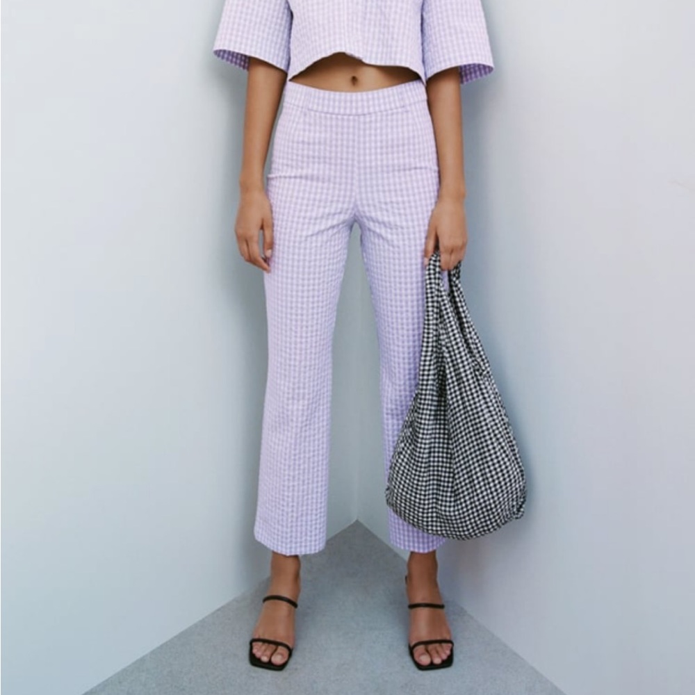 Zara Purple Gingham Pants
